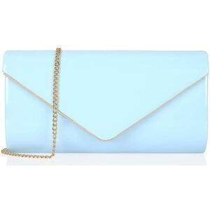 5837 Dexmay Envelope Clutch Purse Shiny Patent Leather Foldover Evening Bag